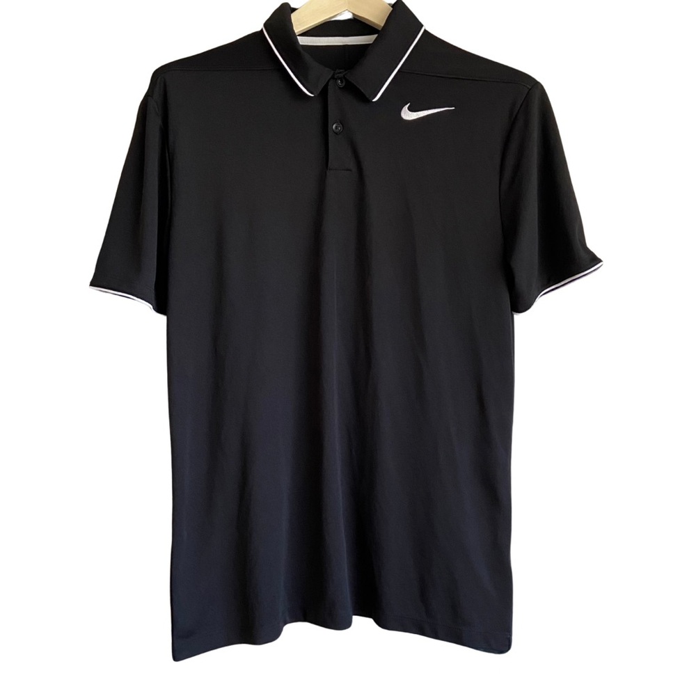 Nike Golf Dri-Fit Standard Short Sleeve Polo Black with White Trim Men‘s Medium